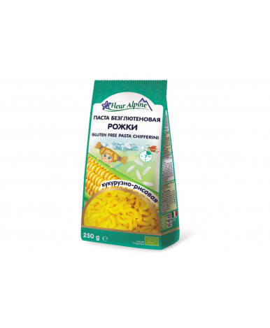 Флер FOR KIDS Fleur Alpine gluten-free pasta, corn-rice `Horns` 250g